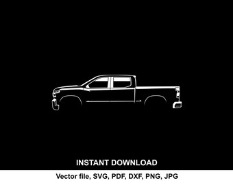 Silverado 2019 Car Silhouette Vector file SVG for cricut, cameo, cutting, print (Digital Download)