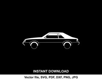 Mustang 1979 Car Silhouette Vector SVG, Clipart Vector for cutting (Digital Download)