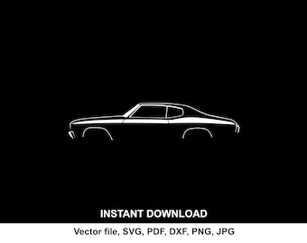 1970 Chevelle Car Silhouette Vector file SVG for cricut, cameo, cutting, print (Digital Download)