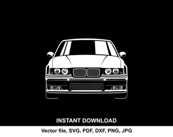 Silueta de coche E36: archivos SVG y PNG para Cricut (descarga digital)