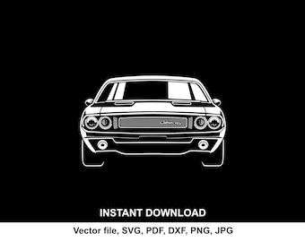 Challenger 1970 Car Silhouette: SVG PNG Clipart (Digital Download)