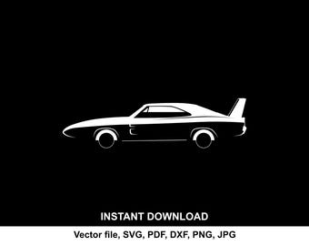 Charger Daytona 1969 SVG, Silhouette, Classic Muscle Car Vector, File for Cricut & Laser Cutting