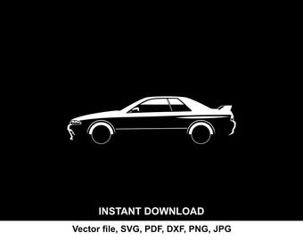 Skyline GTR R32 Car Silhouette: SVG Vector File for cutting (Digital Download)