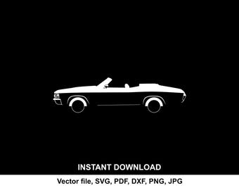 Chevelle Convertible SVG, Silhouette, Car Vector, File for Cricut & Laser Cutting