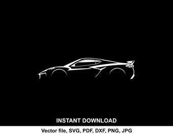 Corvette C8 Car Silhouette Vector file SVG for cricut, cameo, cutting, print (Digital Download)
