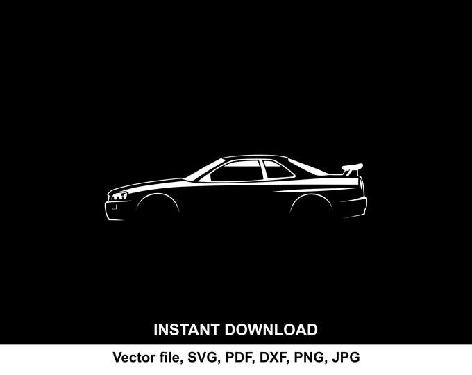 Skyline GT-R R34 SVG Bundle | Iconic Skyline GTR R34 Designs | Sports ...