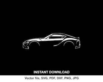 スープラ MK5 車のシルエット ベクターファイル SVG（クリカット、カメオ、カッティング、印刷用）（デジタルダウンロード）