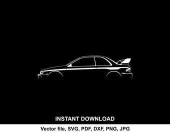 Impreza STI Car Silhouette Vector file SVG for cricut, cameo, cutting, print (Digital Download)