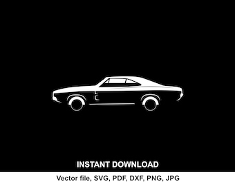 Charger 1969 SVG, Silhouette, Classic Muscle Car Vector, File for Cricut & Laser Cutting