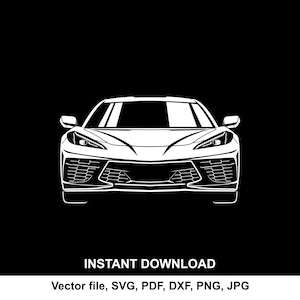 Corvette C8 Silhouette: Car Cut File SVG PNG (Digital Download)