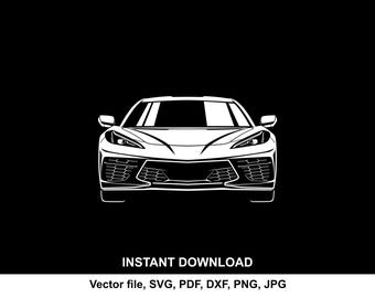 Corvette C8 Silhouette: Car Cut File SVG PNG (Digital Download)