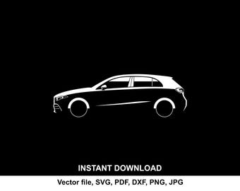 AMG A35/A45 Hatchback Car Silhouette: SVG Vector File (Digital Download)