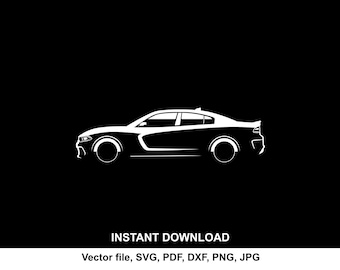 Charger SRT SVG, Silhouette, Classic Muscle Car Vector, File for Cricut & Laser Cutting