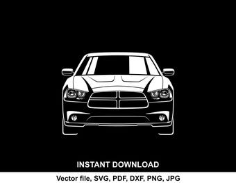 Charger Car 2011  Silhouette SVG, Cutting file, DXF,  PNG (Digital Download)