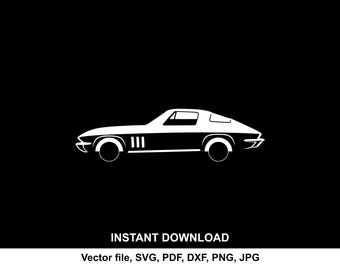 Corvette C2 SVG, Silhouette, Car Vector, File for Cricut & Laser Cutting