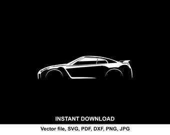GTR R35 Car Silhouette: Vector Cut File for cricut, print, cameo (Digital Download)