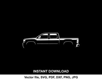 Silverado 2007 Car Silhouette Vector file SVG for cricut, cameo, cutting, print (Digital Download)