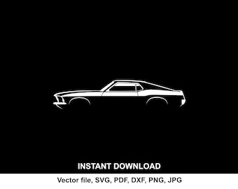 Mustang 1969 Silhouette: car svg file for Cricut, cameo, Print (Digital Download)