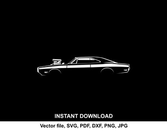 1970 charger Car Silhouette Vector file SVG for cricut, cameo, cutting, print (Digital Download)