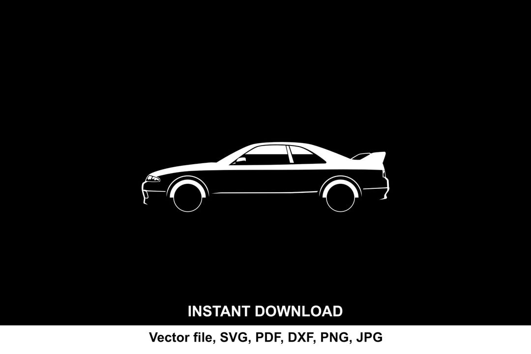 Gtr R33 Vector Skyline GTR R33 Car Silhouette: SVG Vector File for Cutting (digital ...