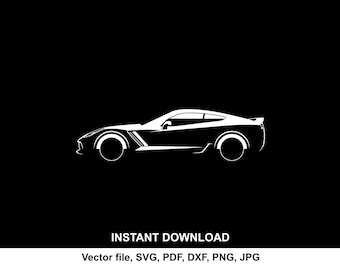 Corvette C7 SVG, Silhouette, Car Vector, File for Cricut & Laser Cutting