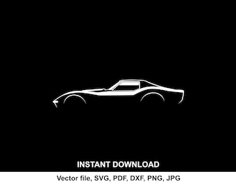 1969 Corvette Stingray Silhouette: SVG, PNG (Digital Download)