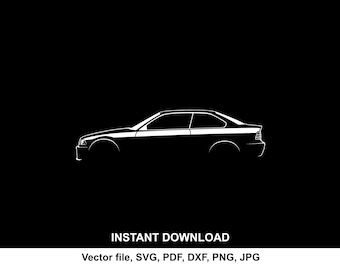 E36 Car Silhouette Vector file SVG for cricut, cameo, cutting, print (Digital Download)