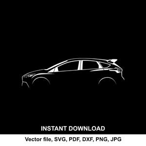 2018 Focus RS bilsilhuett: SVG PNG Cricut-klistermärke (digital nedladdning)