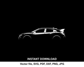 Civic Type R Car Silhouette: car svg file for Cricut, cameo, Print (Digital Download)
