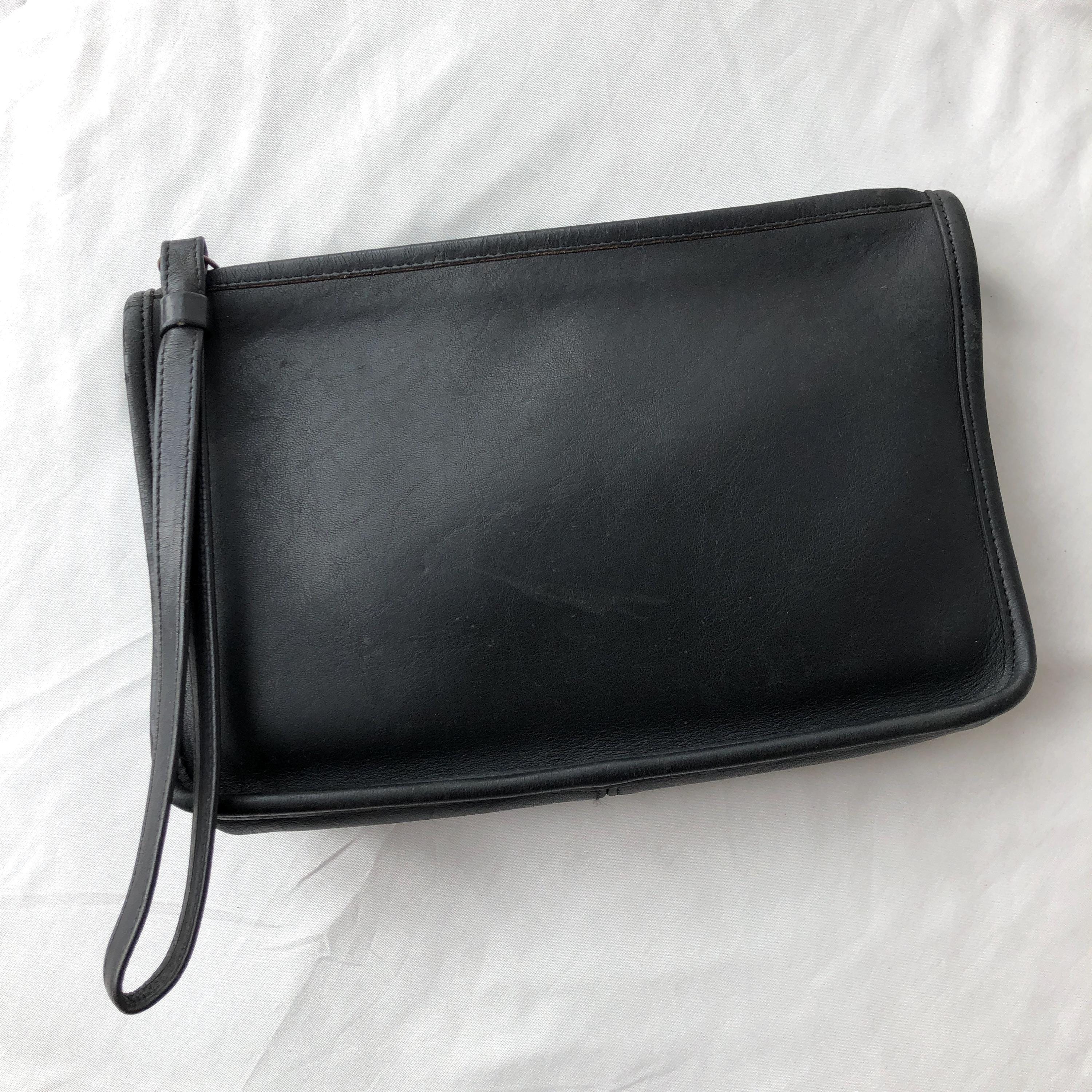 Vintage Coach 9972 Zip Top Clutch Black Leather Bag Made in USA