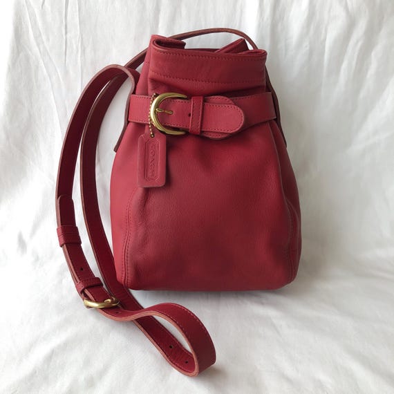 Vintage Coach Belted Pouch 4156 Red Leather Bag Made in Turkey