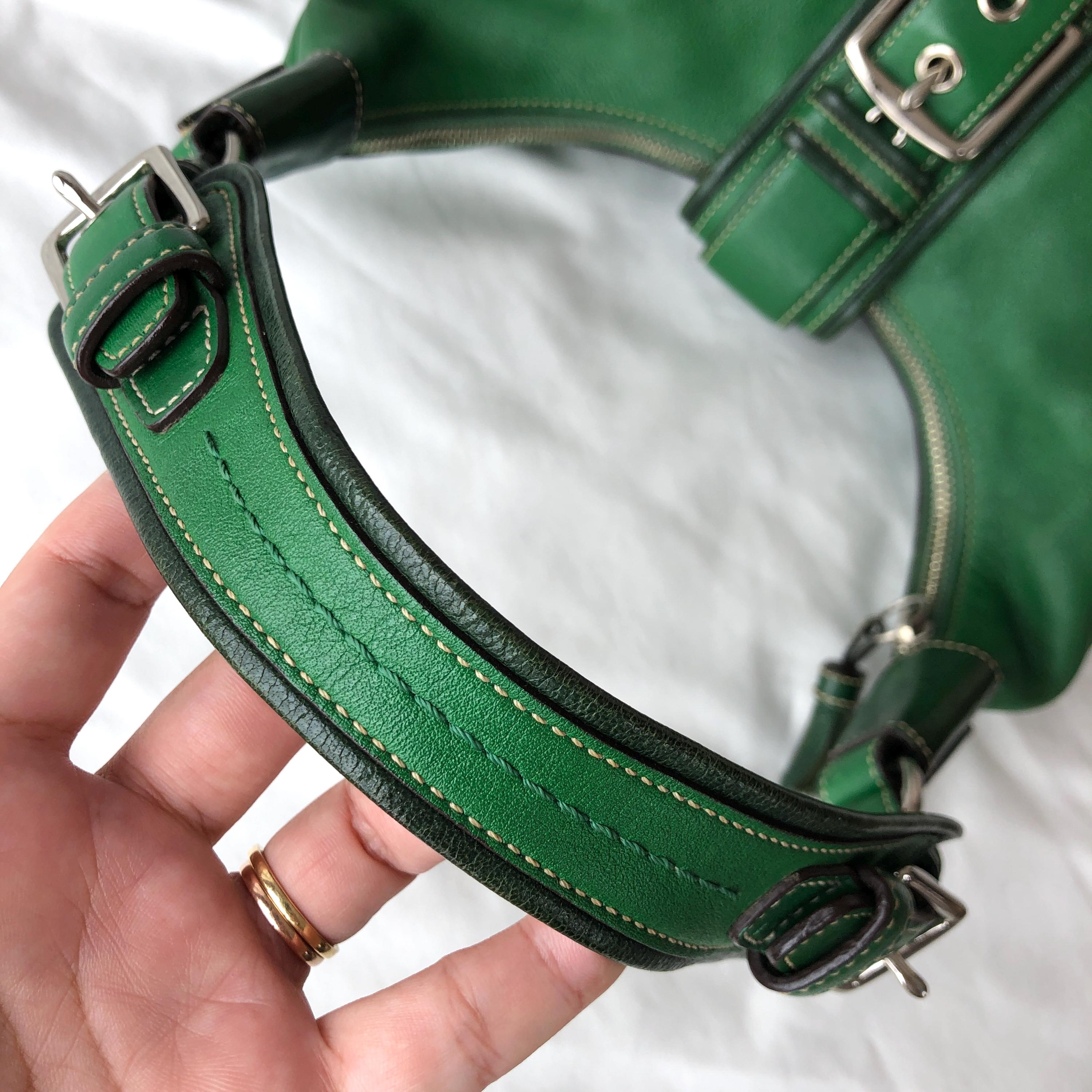 Vintage Coach Hamptons Soho 7463 Green Leather Shoulder Hobo