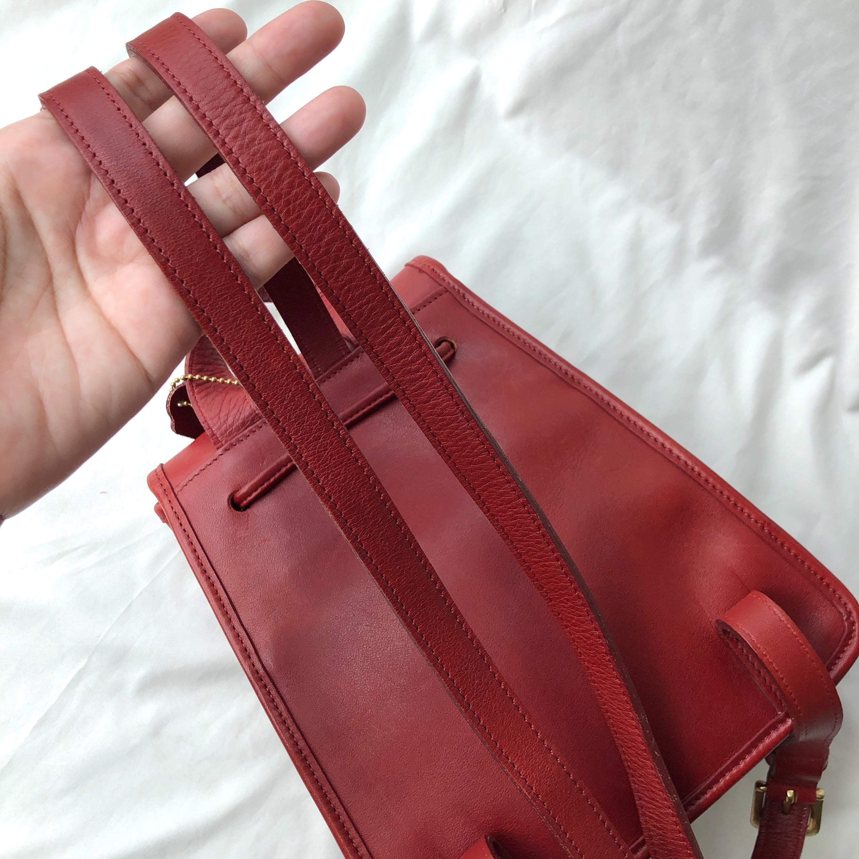 Vintage Coach Daypack 9960 Red Leather Small Backpack Bag Made in