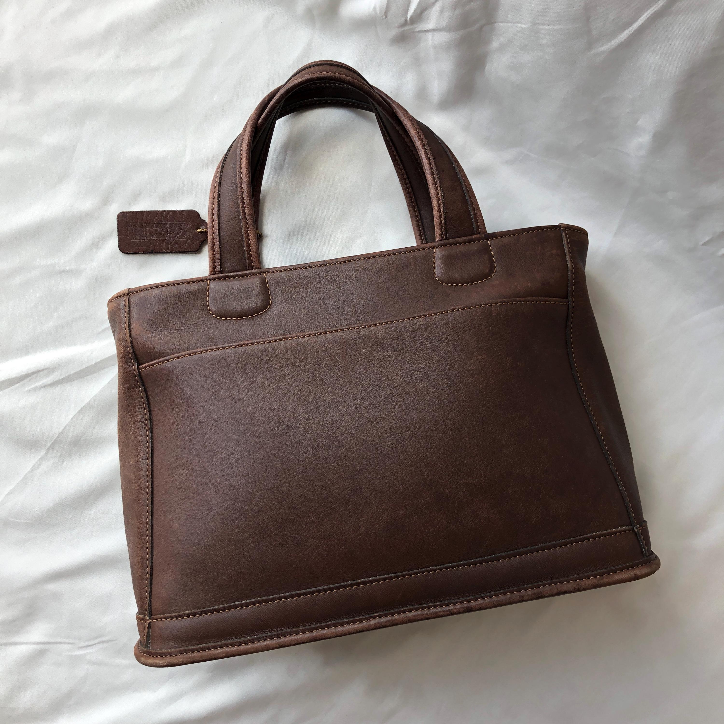 バッグ Old Coach Leather Tote Bag 9303 Coach 9303 Old Bleecker Handbag Tote Vintage Leather Brown