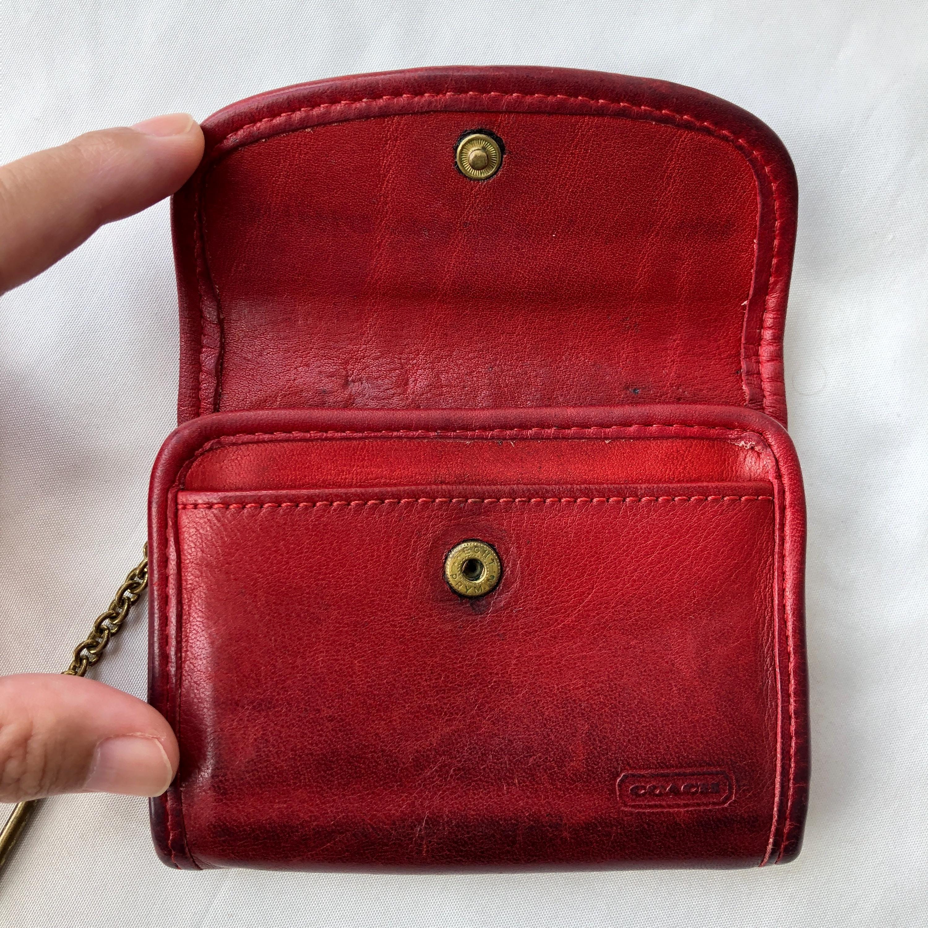 Vintage Coach 7219 Red Leather Multi Function Purse Mini Wallet