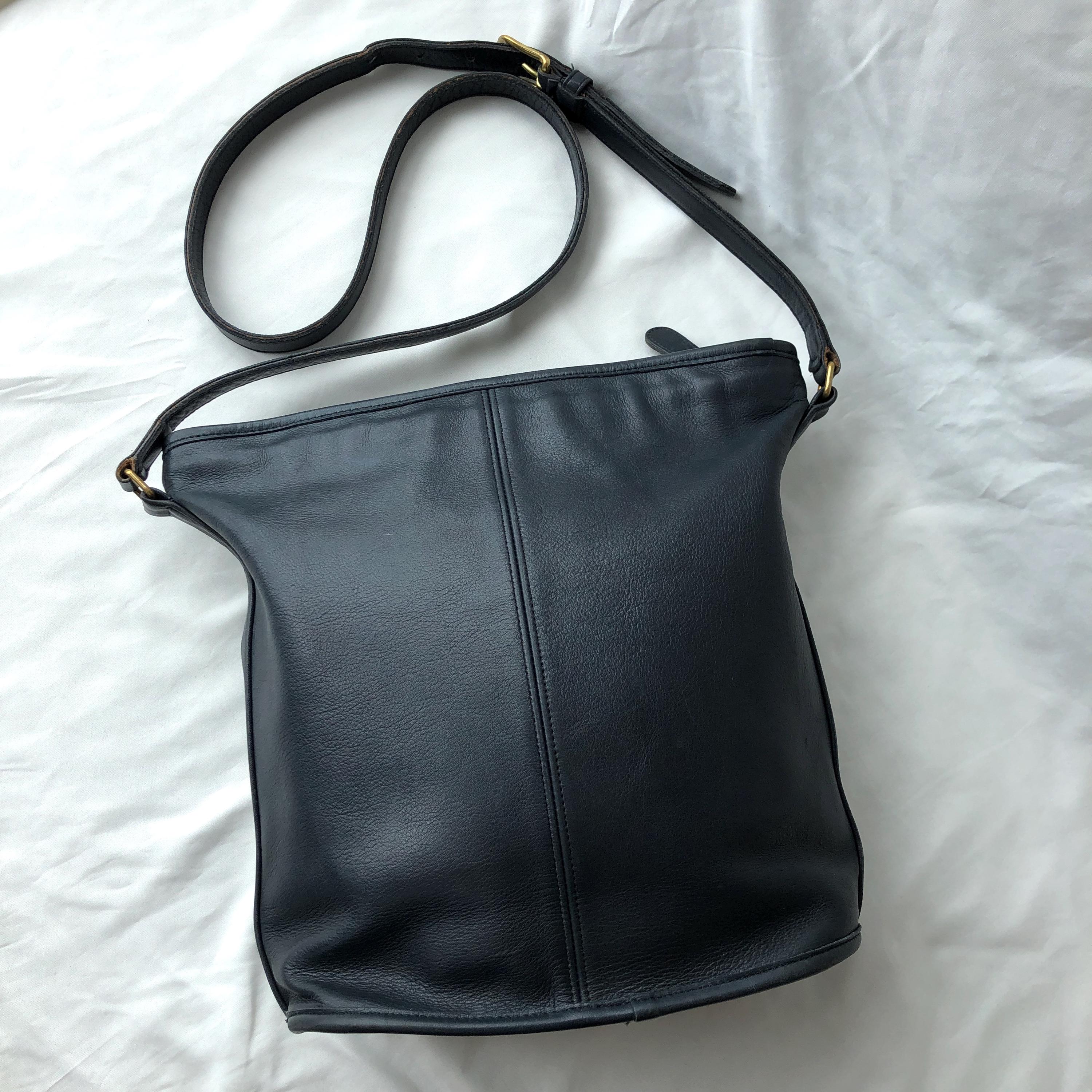 Vintage Coach Bucket Bag 4075 Navy Blue Leather Made in USA