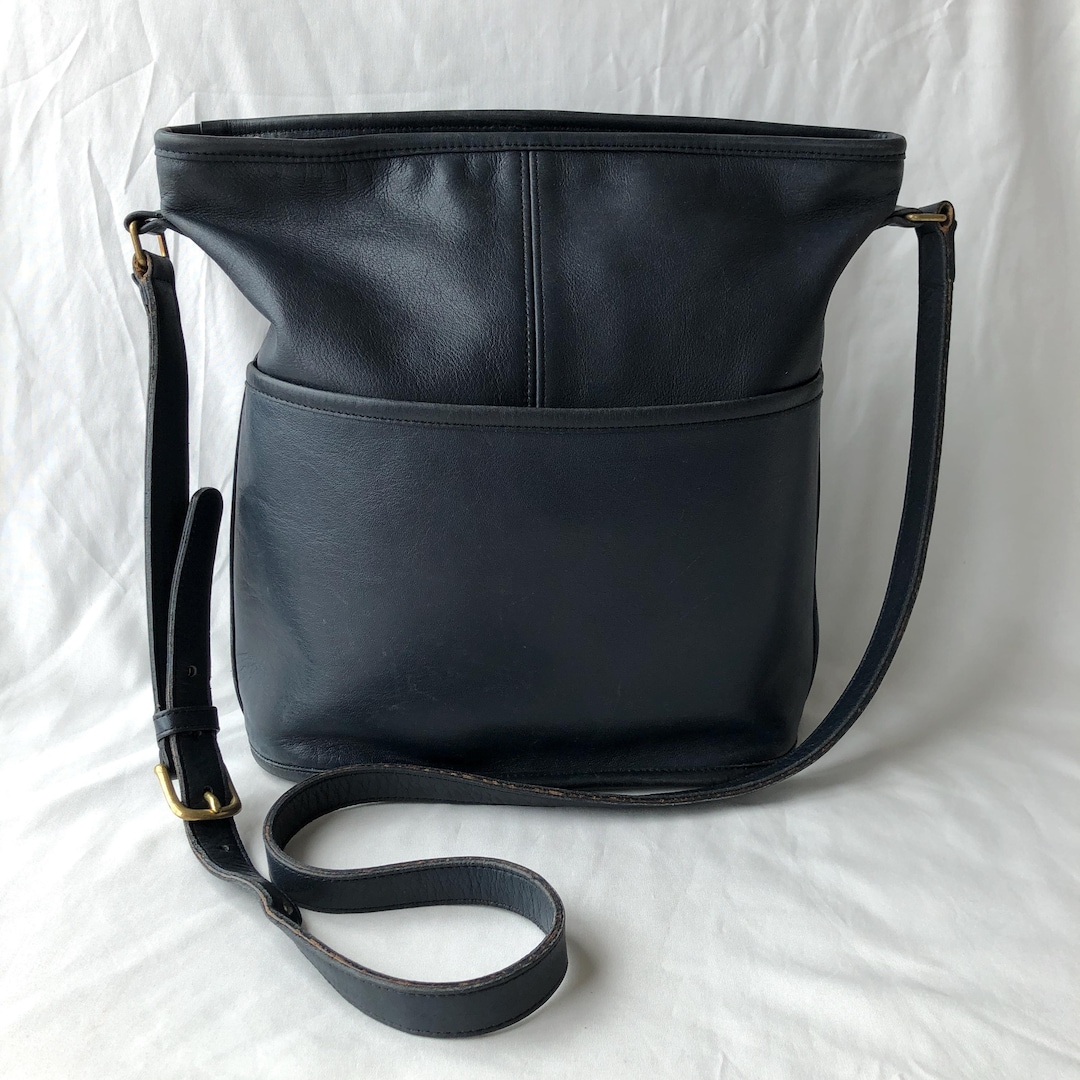 Vintage Coach Bucket Bag 4075 Navy Blue Leather Made in USA Pre