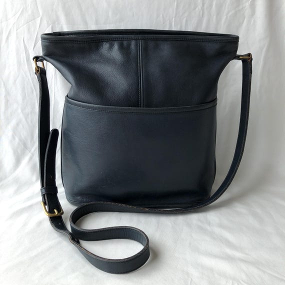 Vintage Coach Bucket Bag 4075 Navy Blue Leather Made in USA Pre