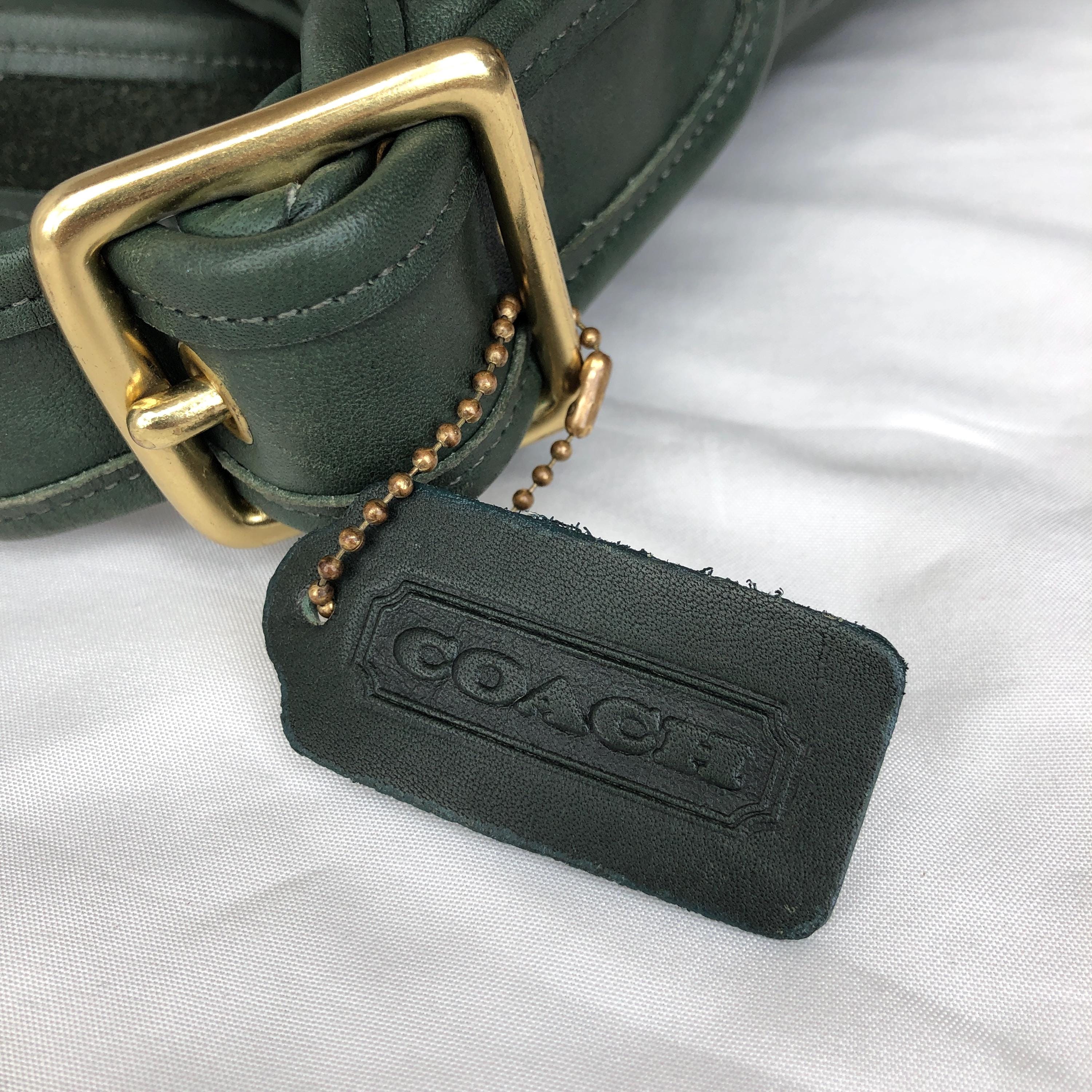バッグ VINTAGE COACH DUFFLE SAC XL BAG GREEN Vintage Coach XL Duffel Sac Leather Shoulder Bag Leaf Green