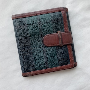 Vintage Style Plaid Leather Trim Wallet in Cream & Brown AUTH BURBERRYS VINTAGE NOVA CHECK PVC & LEATHER LONG WALLET  main image 4