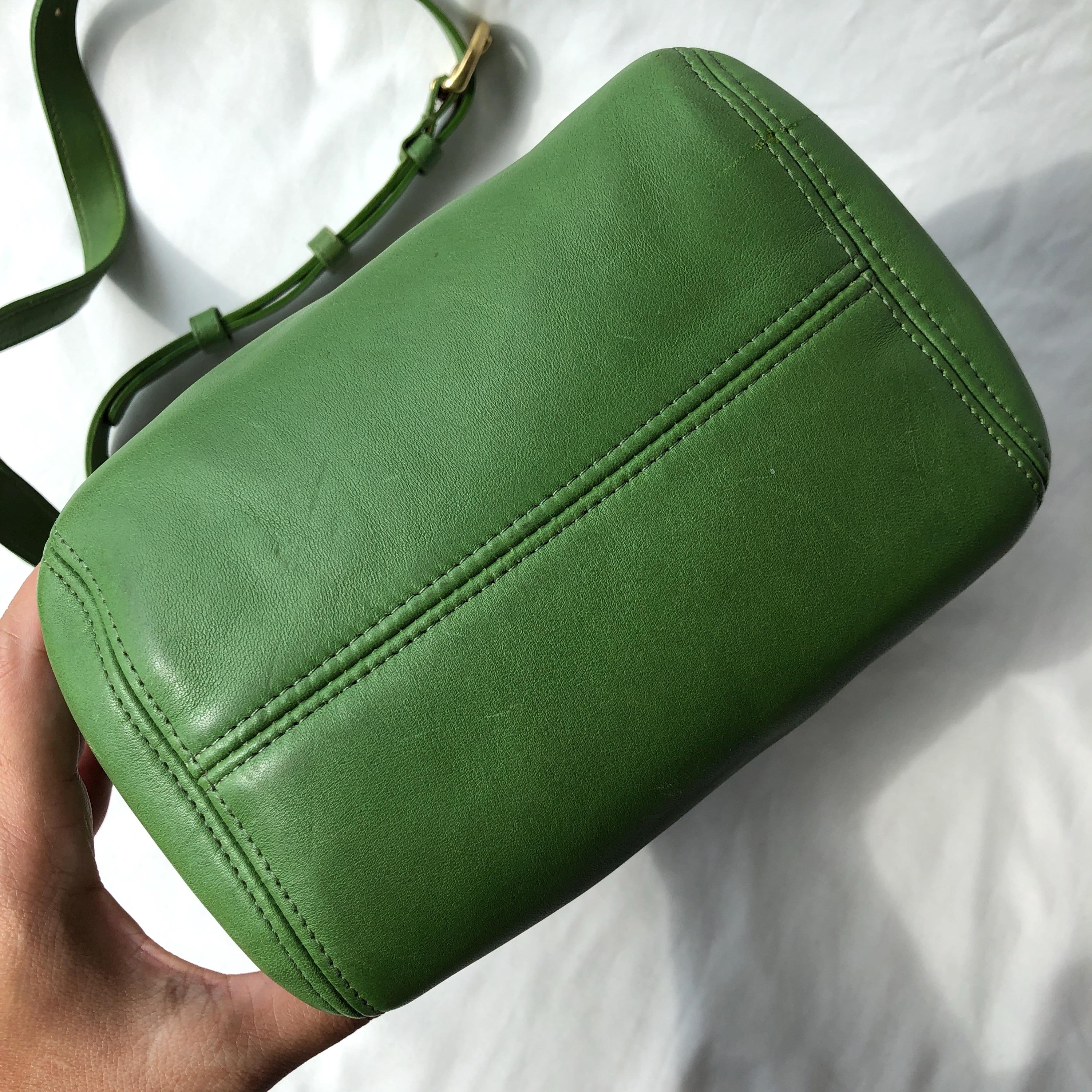 Vintage Coach Belted Pouch 4156 Leaf Green Leather Bag Made in USA 