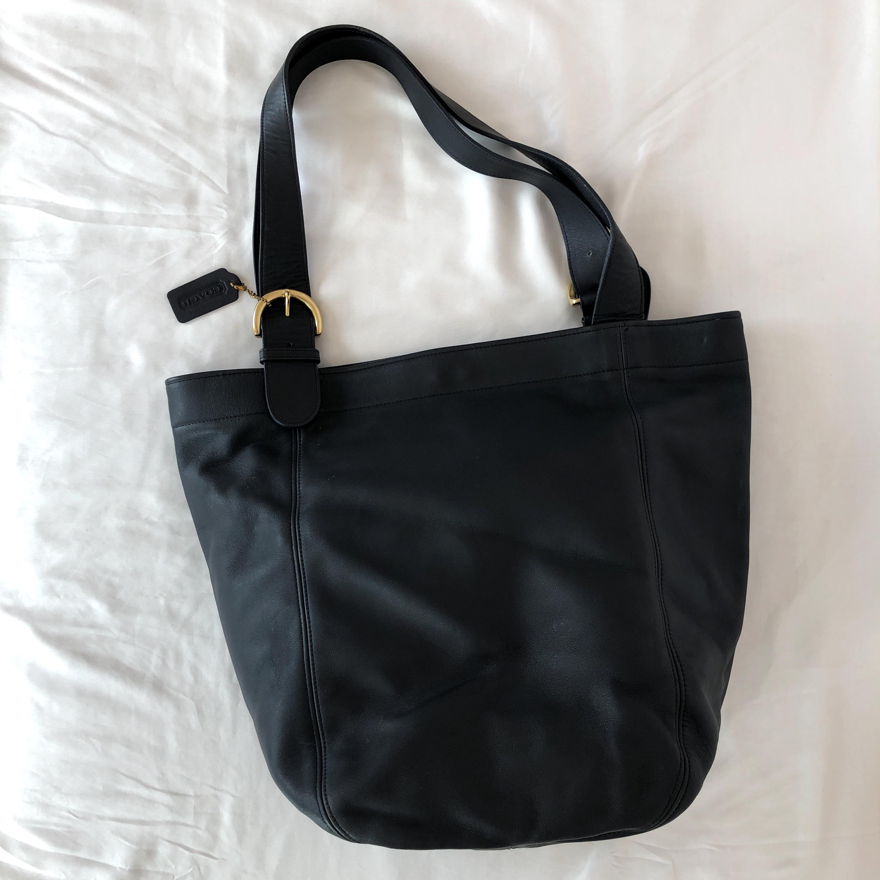 Old Coach 4082 Tote Bag Dark Green Leather Made in Costa