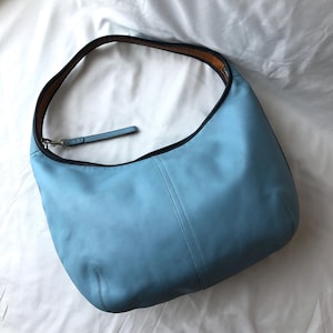 Vintage Coach 9294 Ergo Light Blue Leather Shoulder Hobo Bag