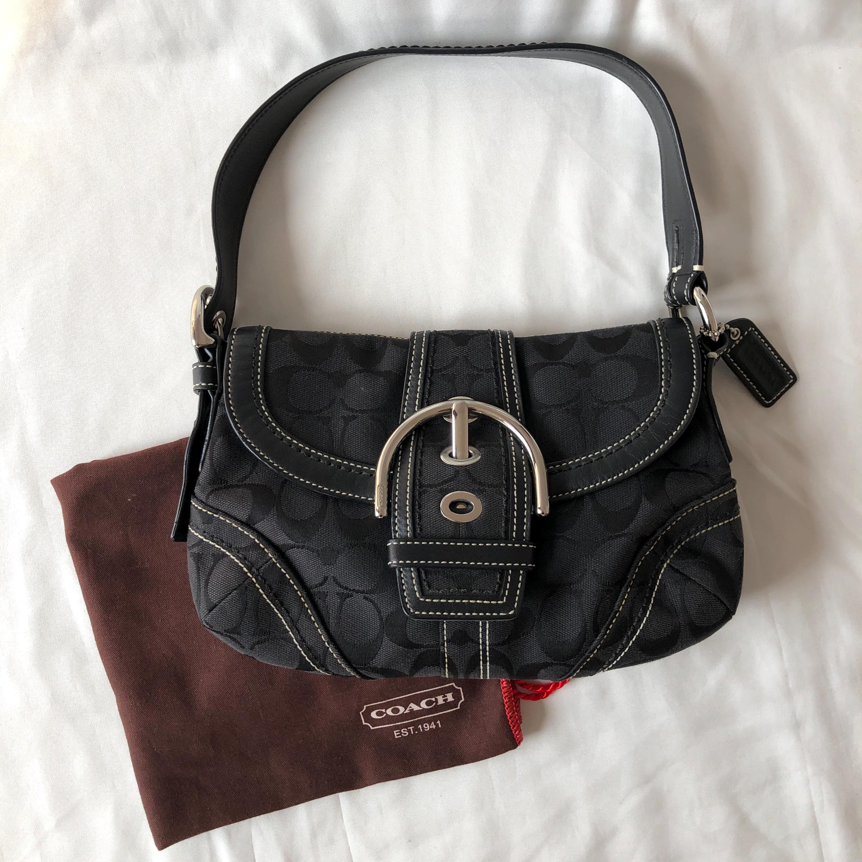 Coach Soho Buckle 10296 Black Canvas Shoulder Bag Purse Y2K