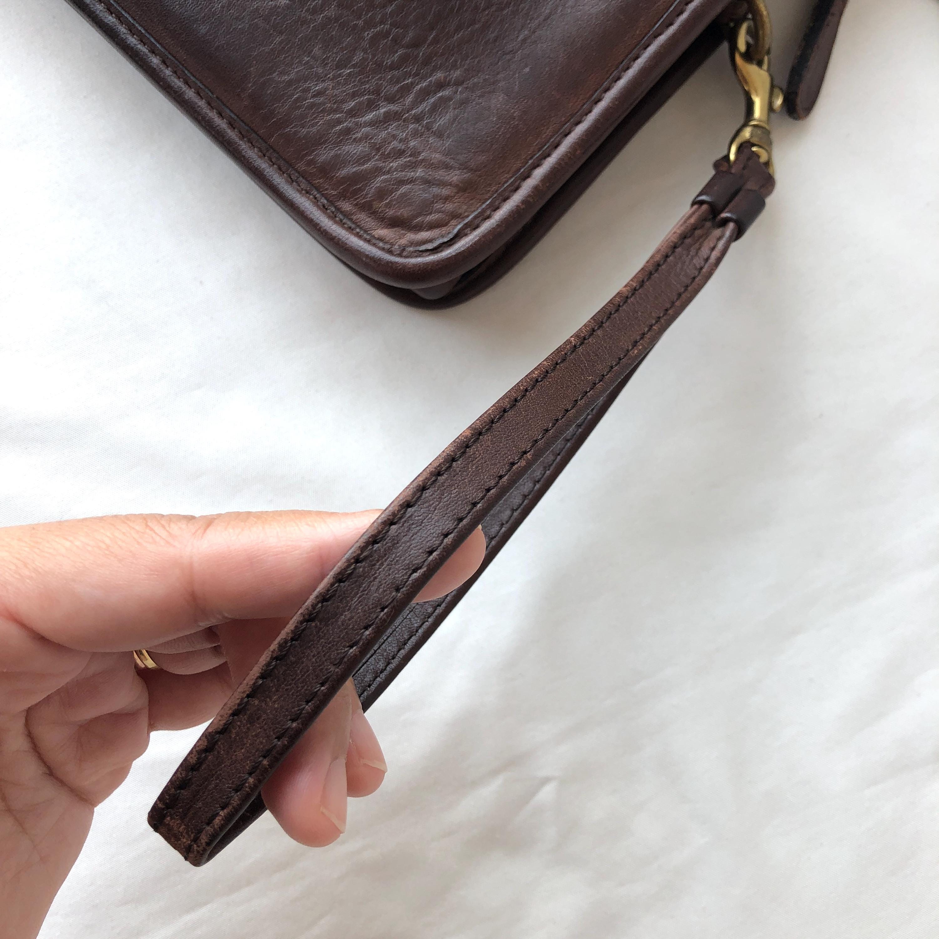 Vintage Coach Large Zippered Clutch 9834 Mocha Brown Leather Made