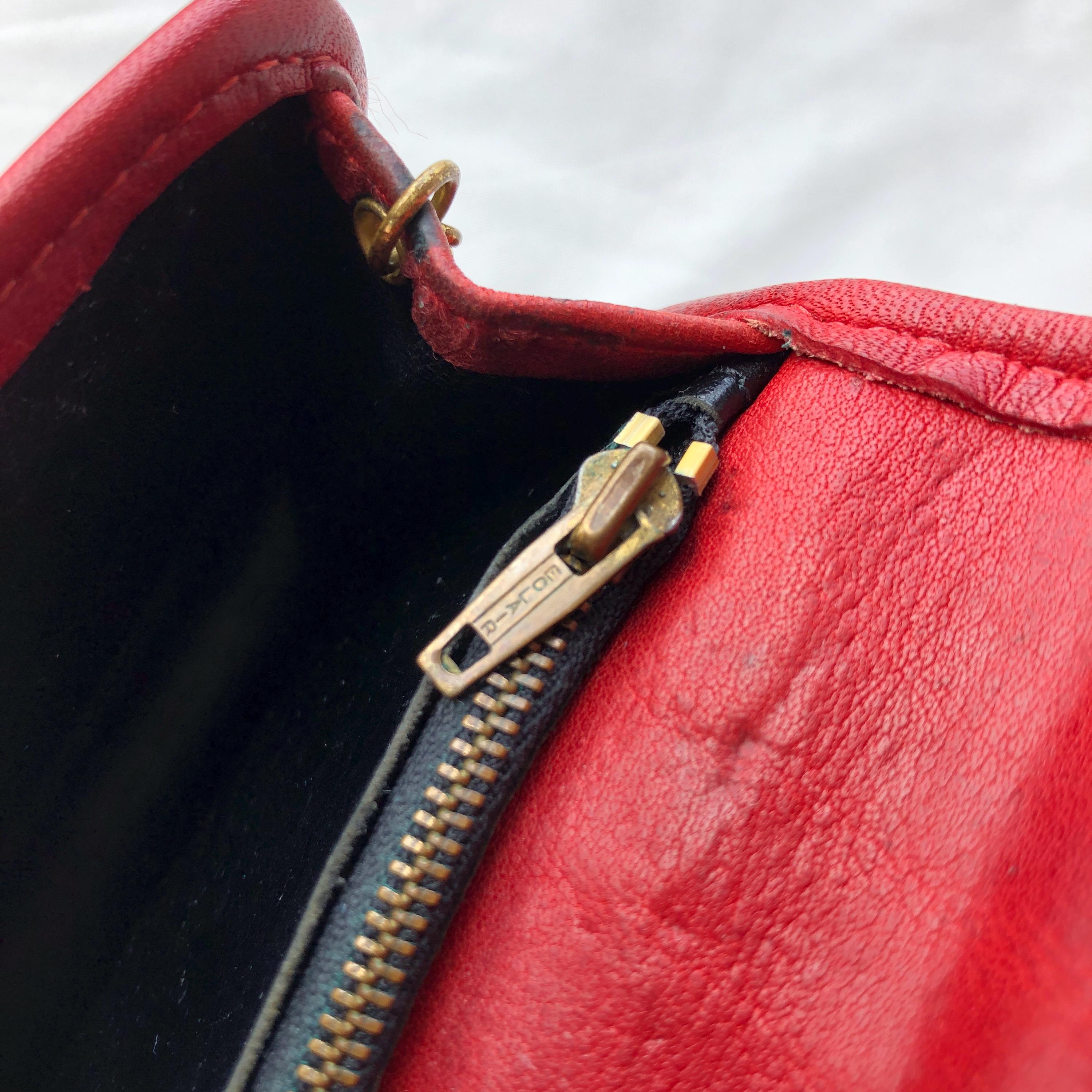 Vintage Coach 7219 Red Leather Multi Function Purse Mini Wallet