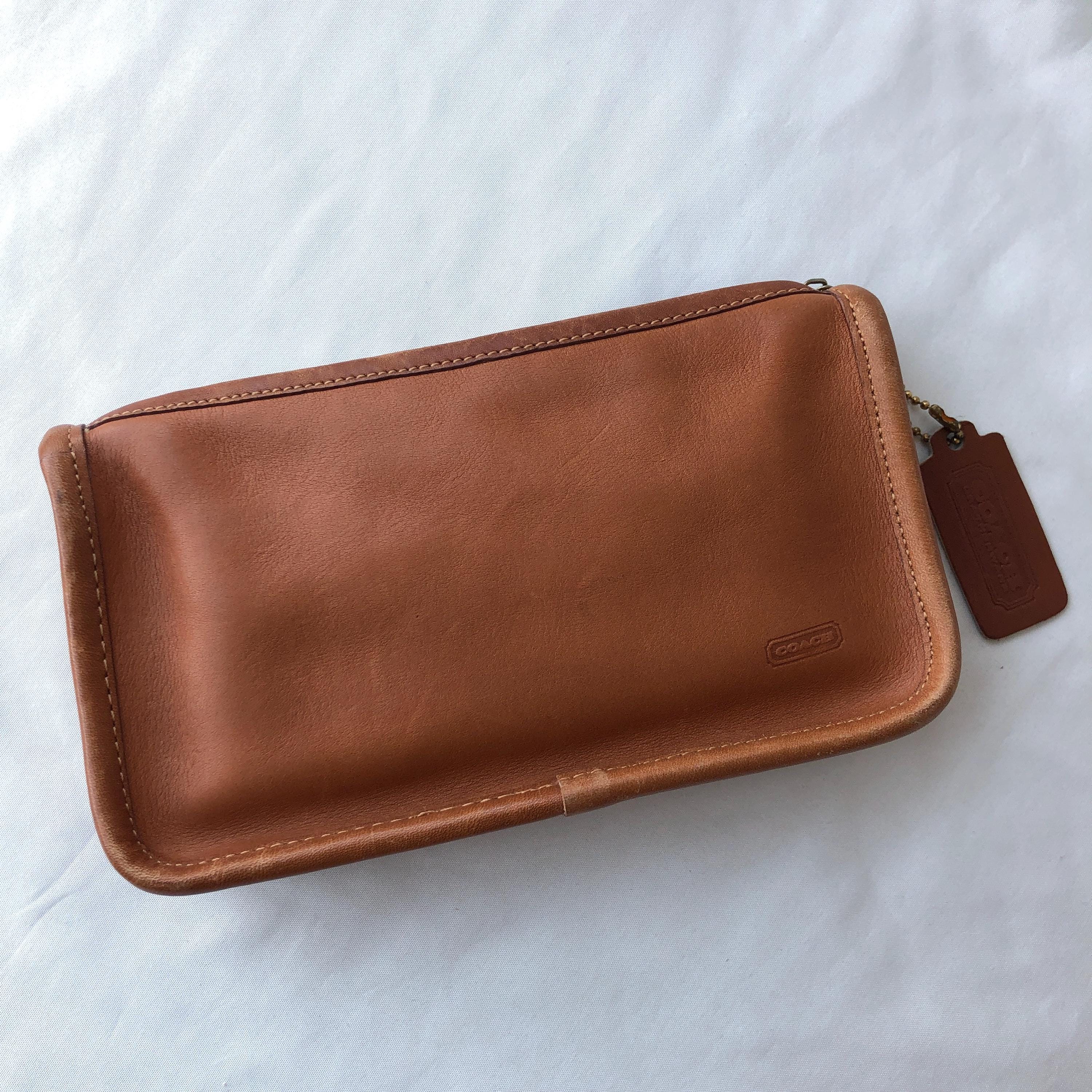 ※値下げVintage Coach Chunky Case Vintage Coach New York Chunky Case Leather Makeup Kit Pouch
