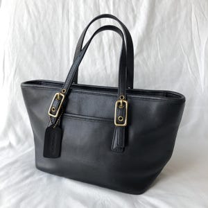 Bolso tote vintage Coach 9846 Legacy West de cuero negro, tamaño pequeño, de 2002