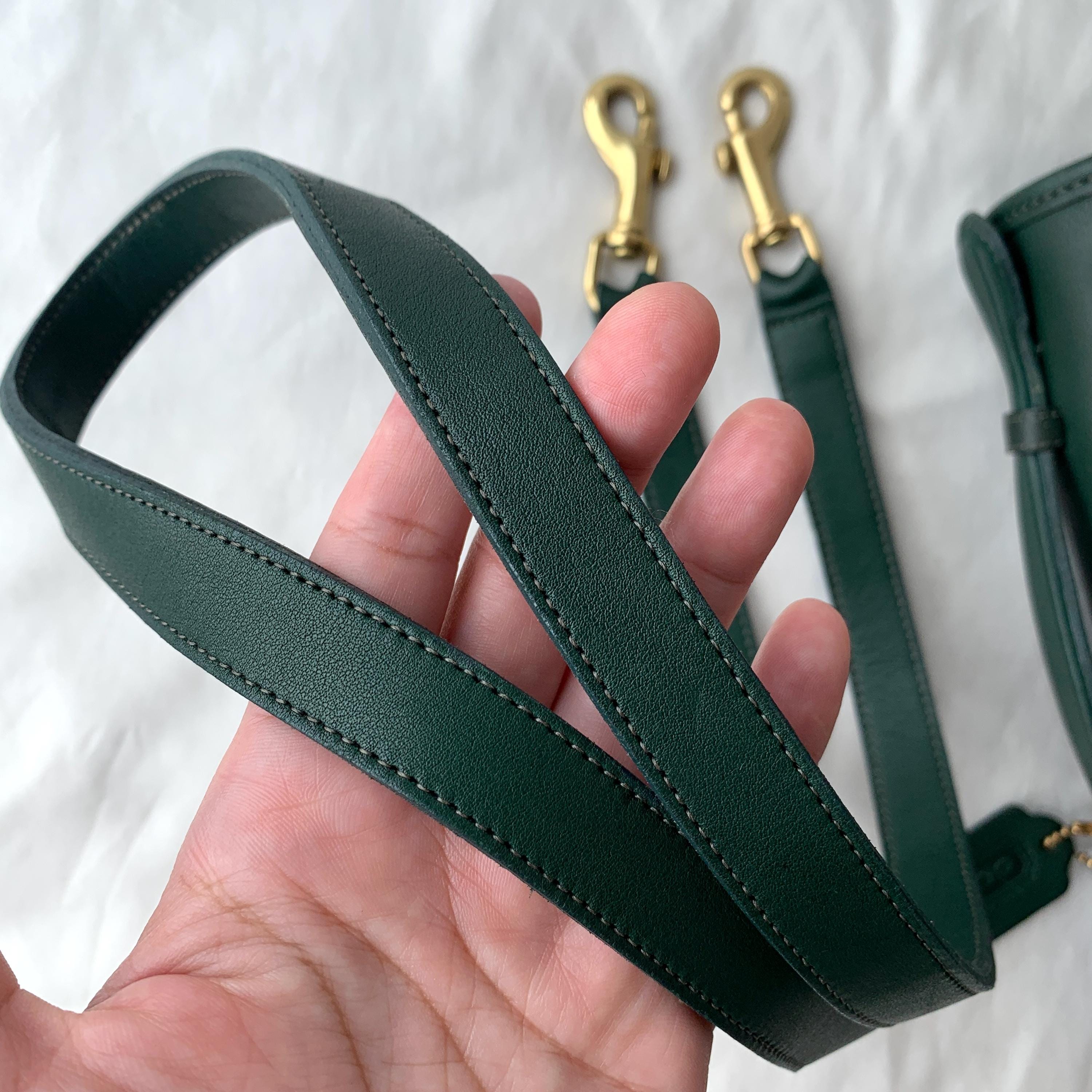 Vintage Coach Court Bag 9870 Bottle Green Leather Made in USA 1994