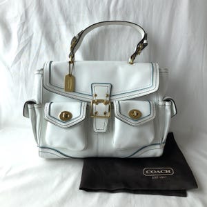 Vintage Coach 5709 Limited Edition Daphne White Leather Satchel Bag From 2005